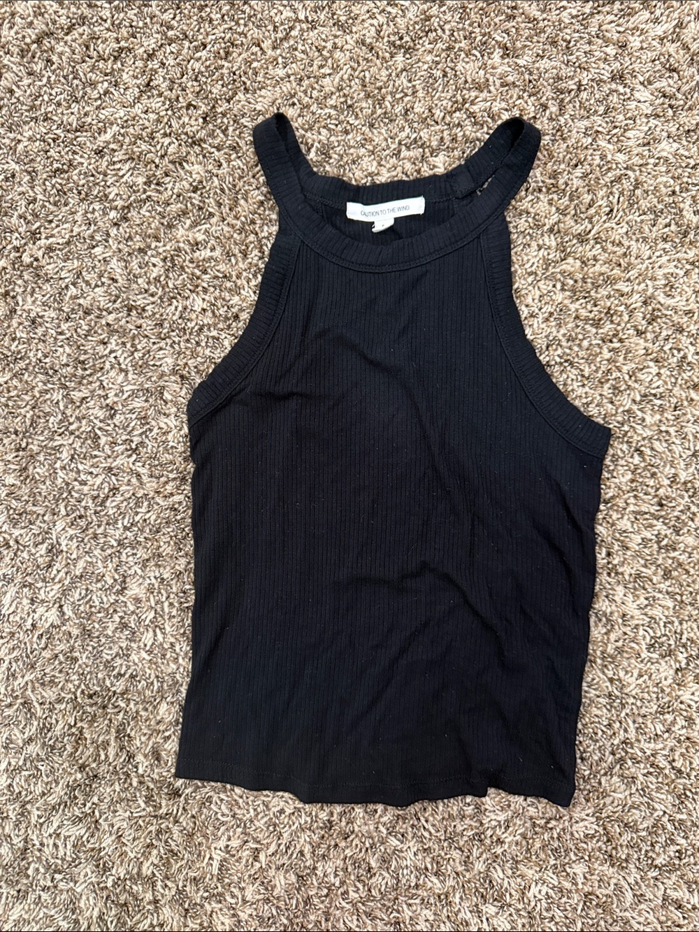 Caution To The Wind Black Ribbed High Neck Tank